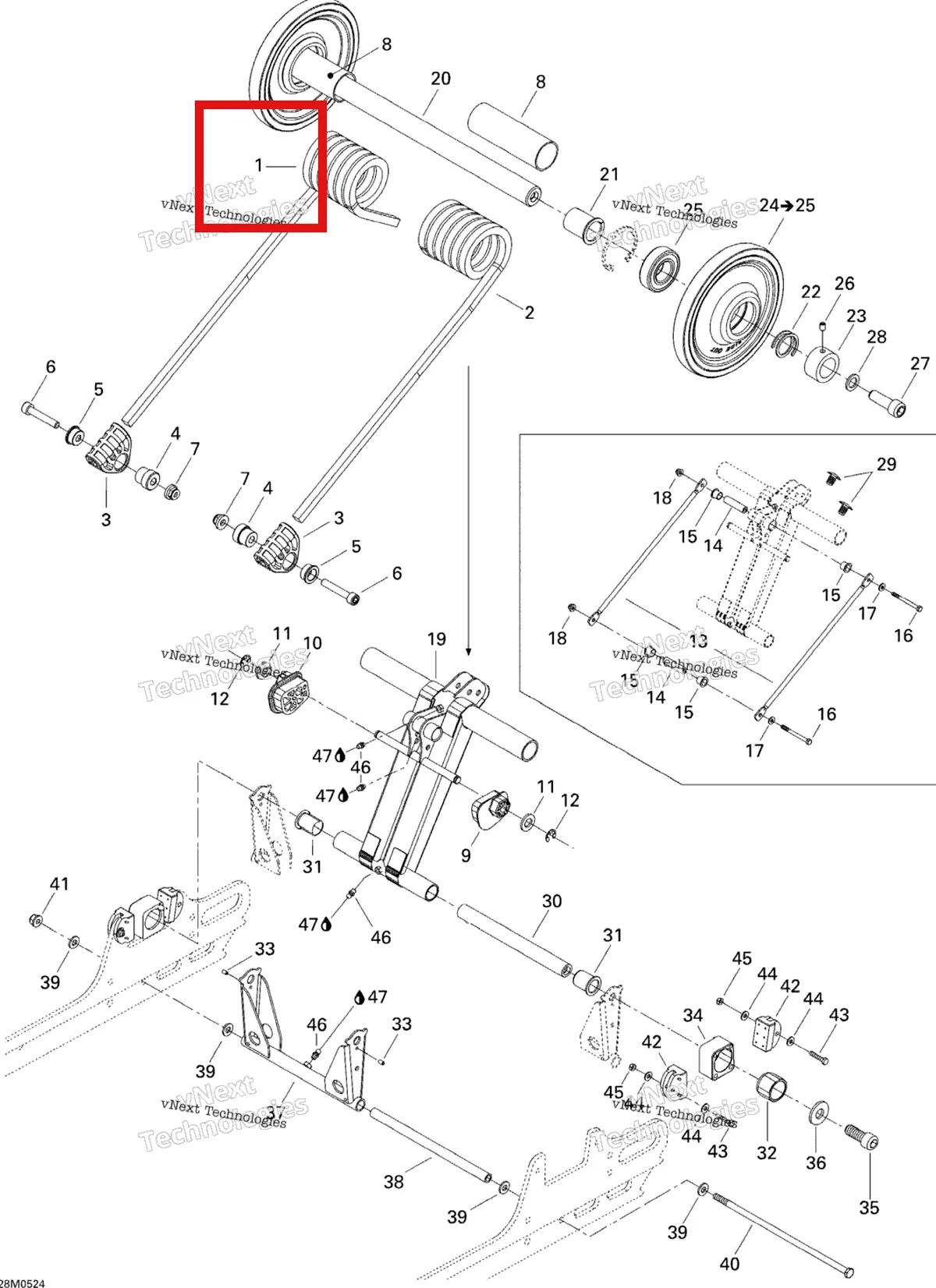 Деталь 503190492 на схеме узла 2005 Ski-Doo MX Z 600 HO Renegade Rear Arm