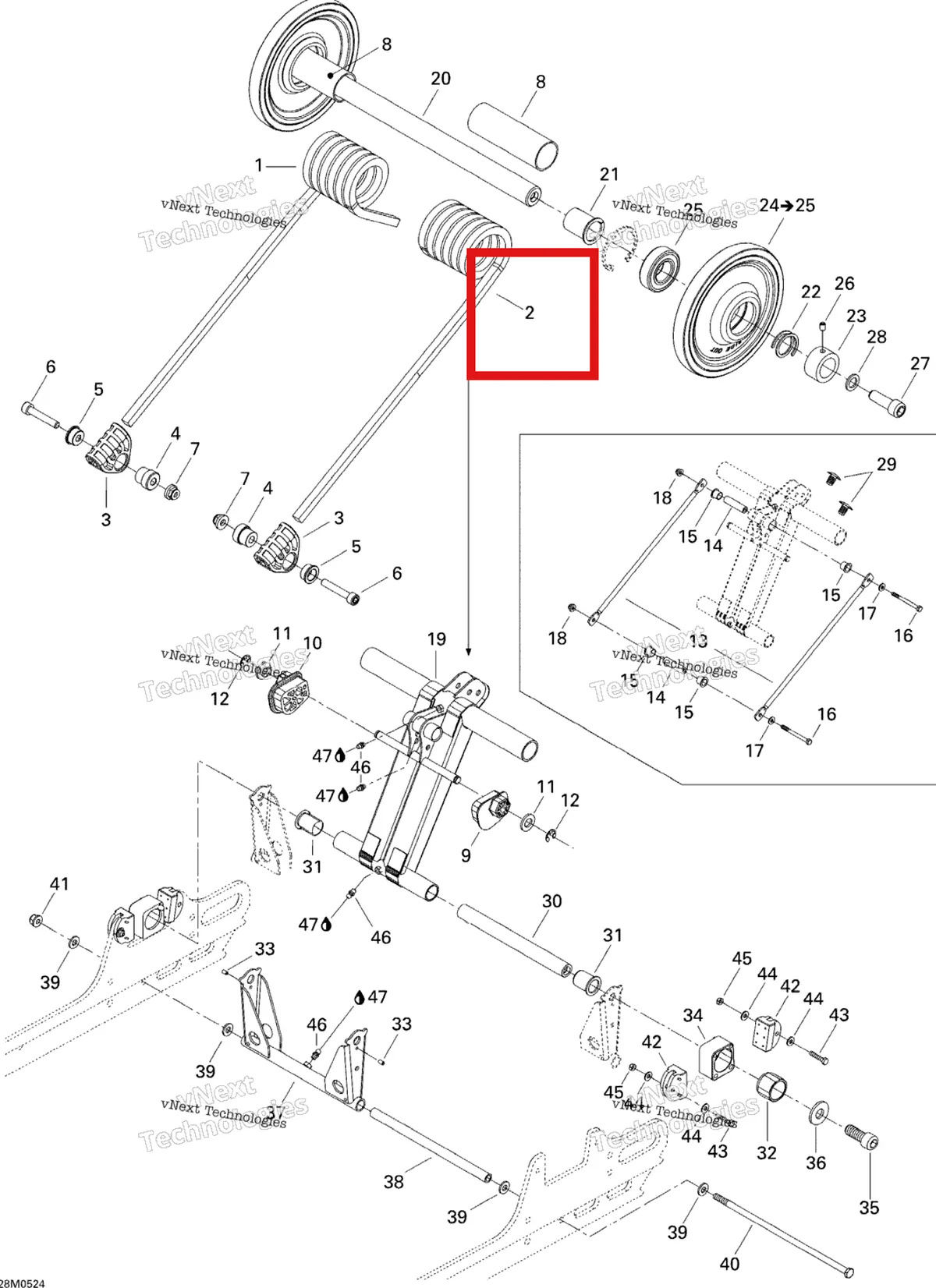 Деталь 503190494 на схеме узла 2005 Ski-Doo MX Z 600 HO Renegade Rear Arm