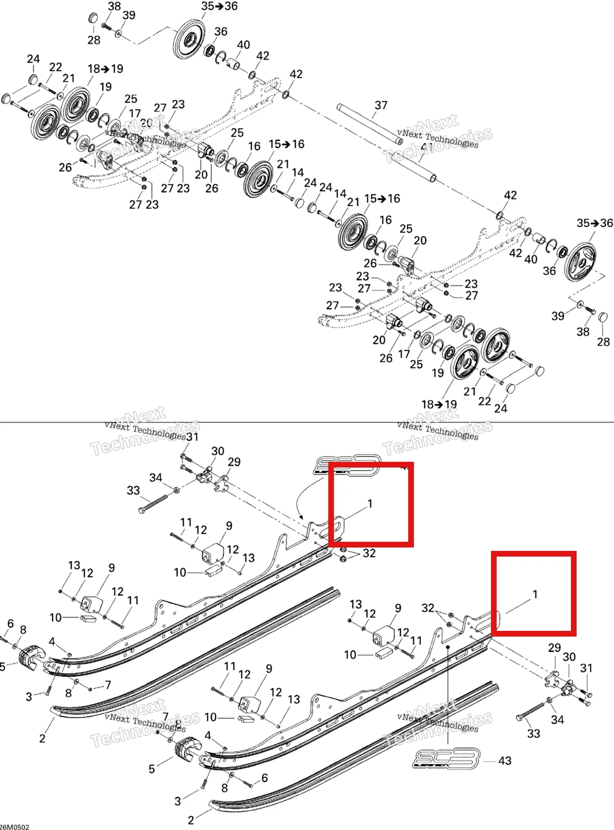 Деталь 503190521 на схеме узла 2005 Ski-Doo GSX 380F Rear Suspension Gsx