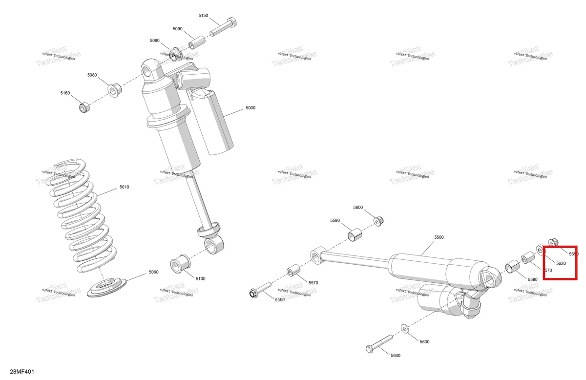 Деталь 503190526 на схеме узла 2026 Ski-Doo MXZ - RACING - 600 RS - BMTA - Neo Yellow - 15X137X1.75R Track Suspension - Rear Shocks