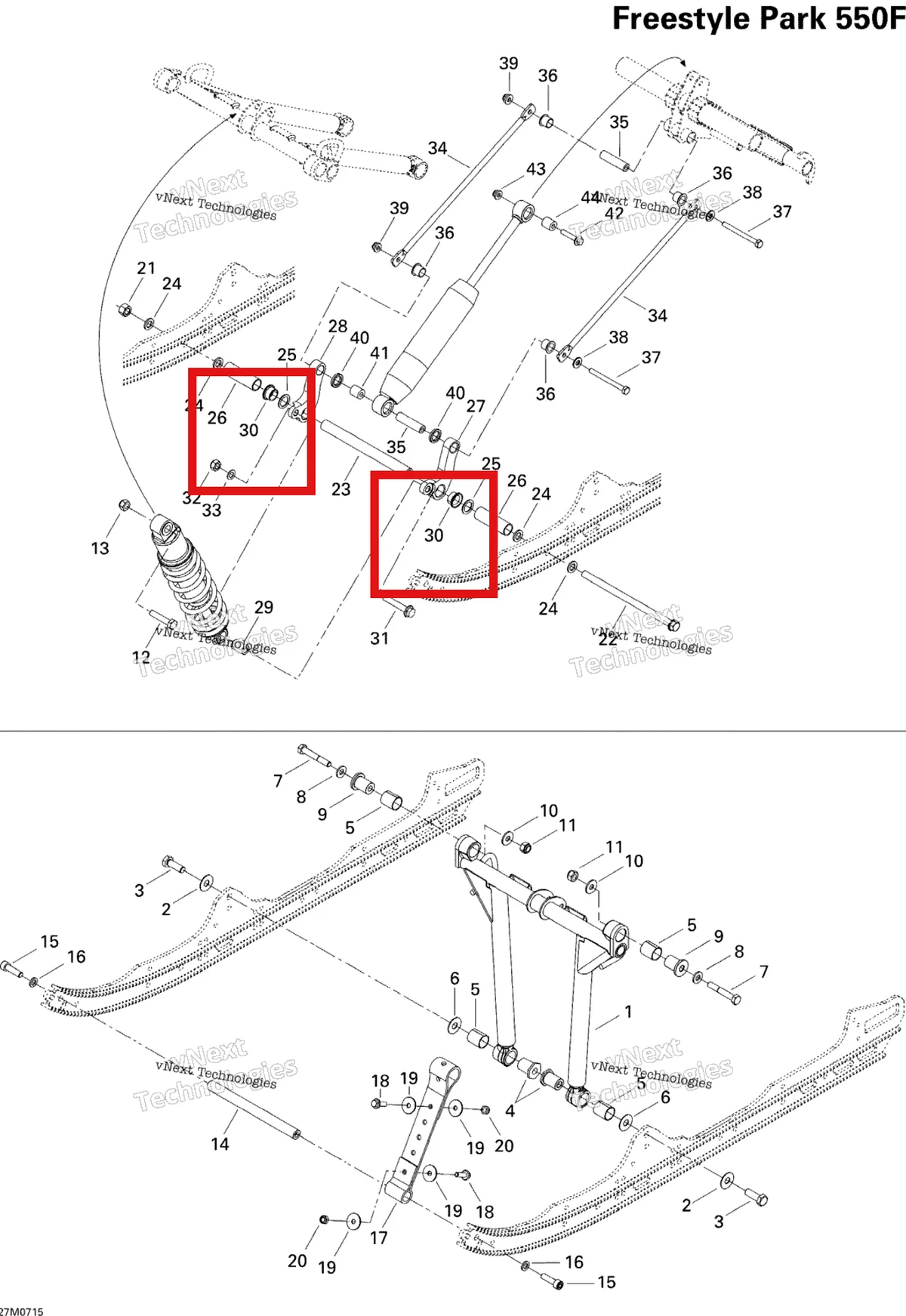 Деталь 503190605 на схеме узла 2007 Ski-Doo Freestyle Park 550F Front Arm
