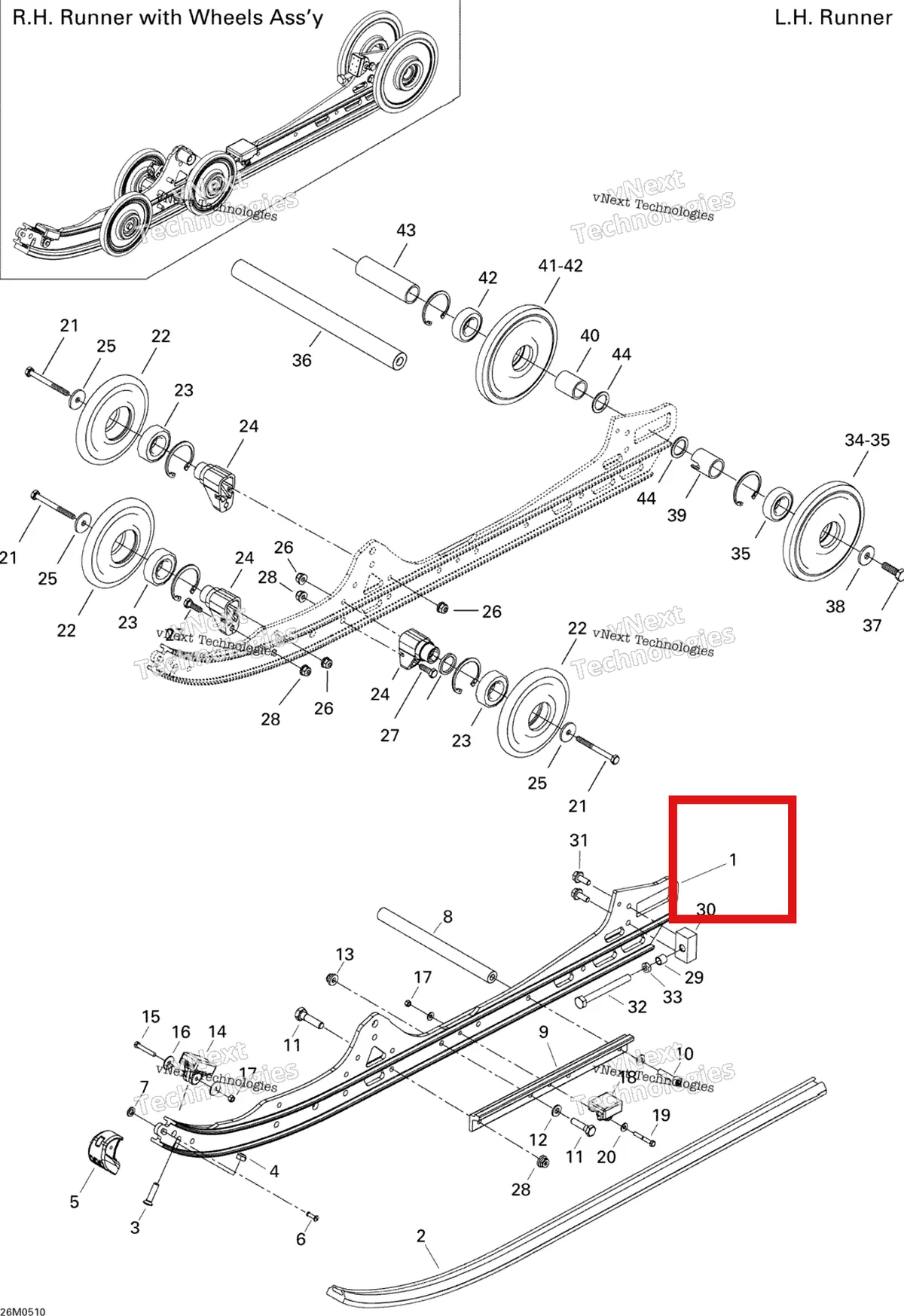 Схема применяемости: Подрез (конёк лыжи) Ski-Doo 503190627