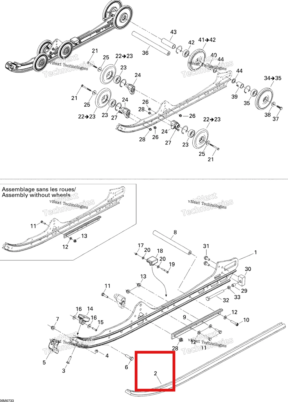 Деталь 503190629 на схеме узла 2007 Ski-Doo MX Z 440X Racing Rear Suspension