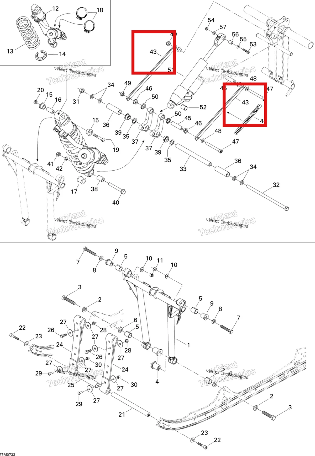 Деталь 503190644 на схеме узла 2007 Ski-Doo MX Z 440X Racing Front Arm