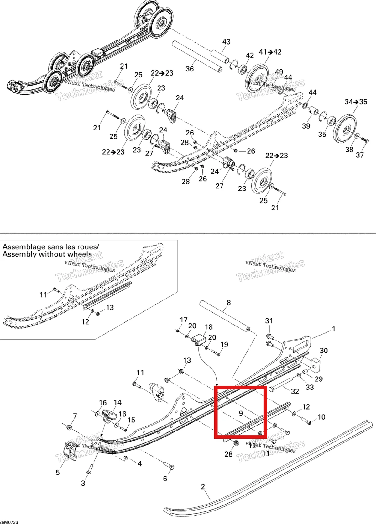 Деталь 503190647 на схеме узла 2007 Ski-Doo MX Z 440X Racing Rear Suspension