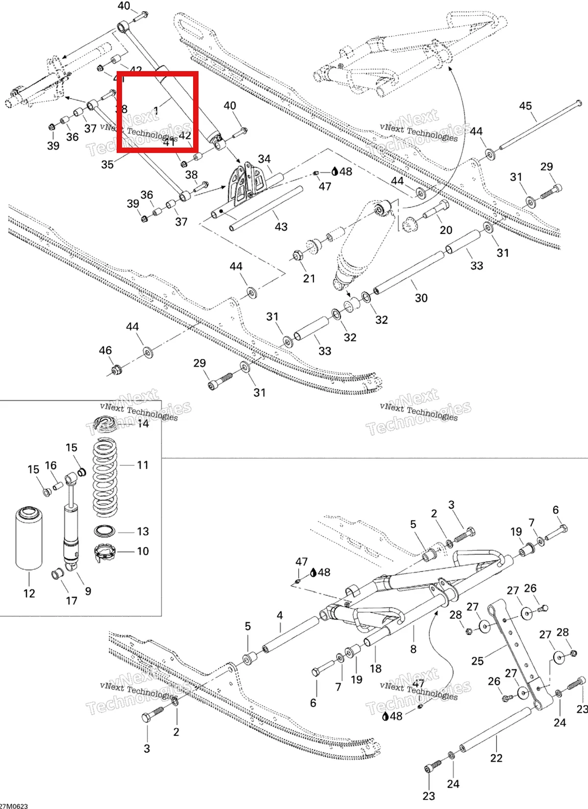 Деталь 503190661 на схеме узла 2006 Ski-Doo Summit 550F Front Arm