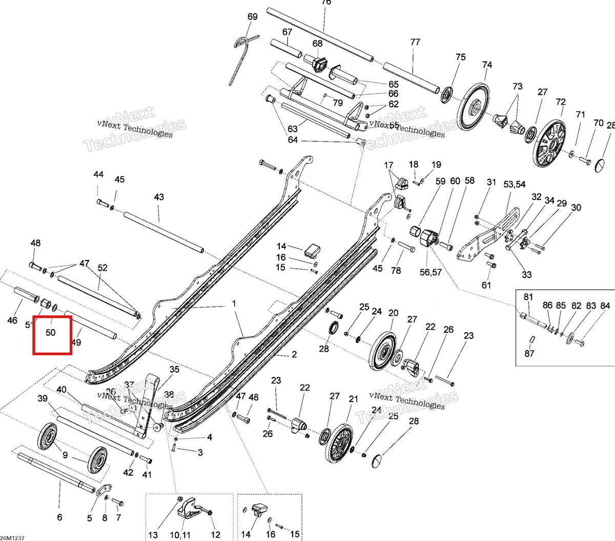 Деталь 503190697 на схеме узла 2012 Ski-Doo Expedition LE 600HOETEC XU Rear Suspension