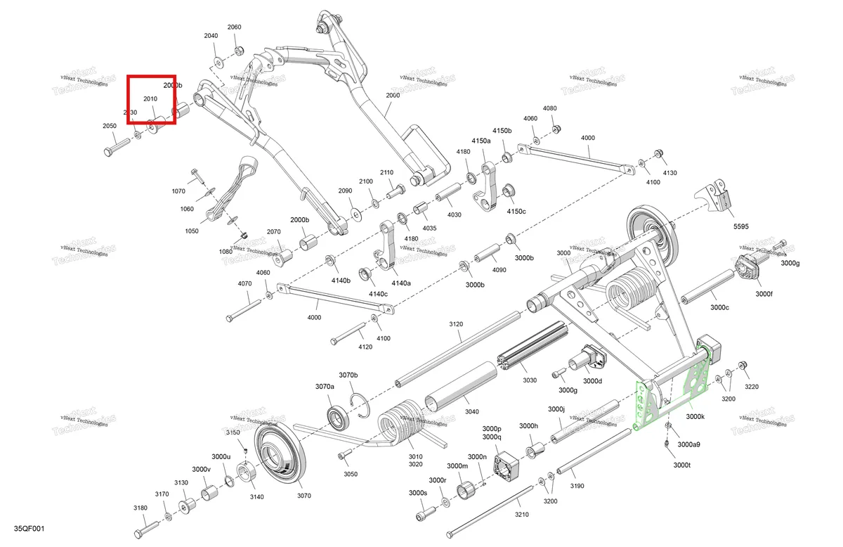 Деталь 503190698 (Мост) на схеме узла 2026 Ski-Doo GRAND TOURING - SPORT - ESTA - Bright White - 14X120X0.75LFF Track Suspension - Rear - Upper Section