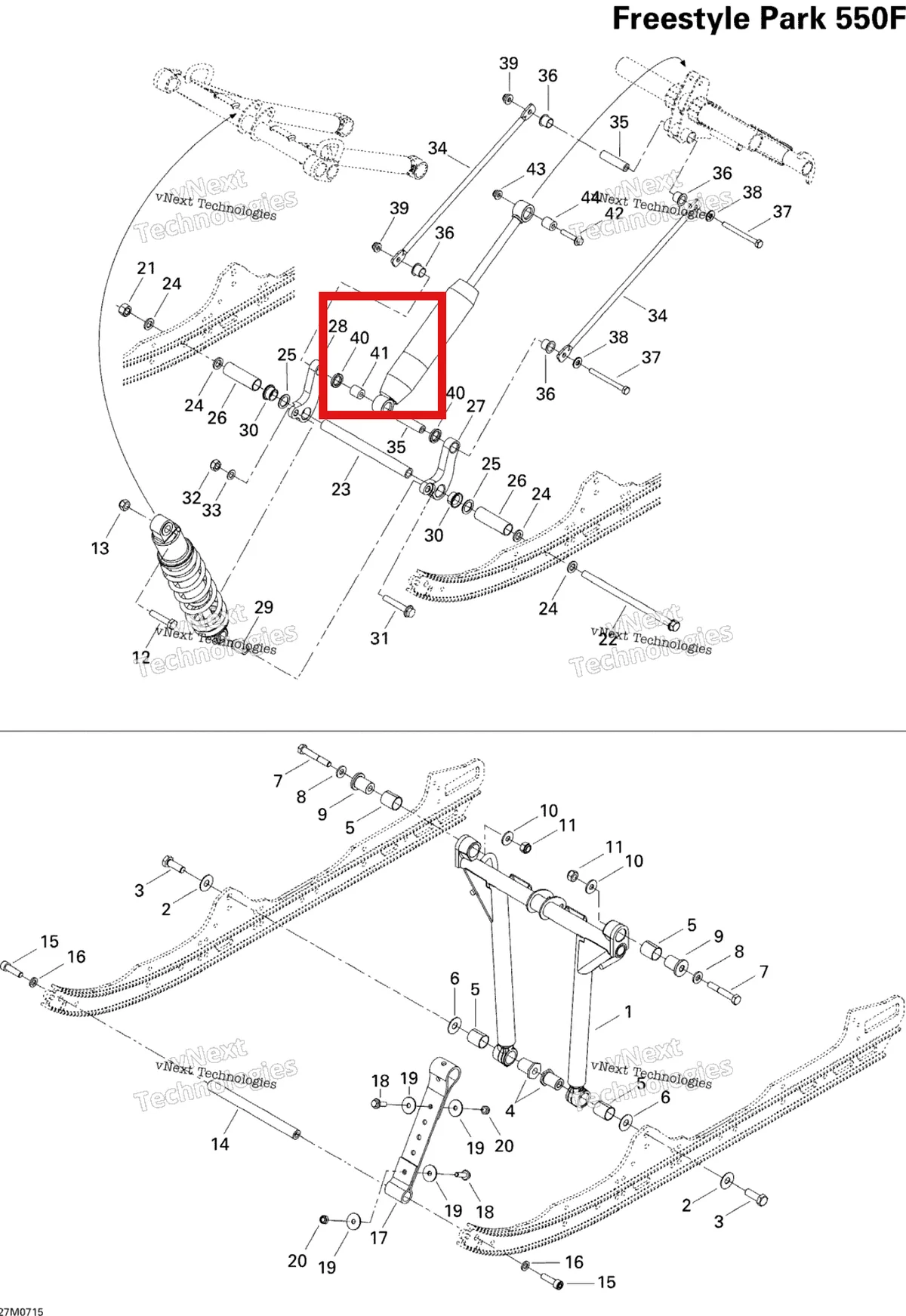 Деталь 503190706 на схеме узла 2007 Ski-Doo Freestyle Park 550F Front Arm