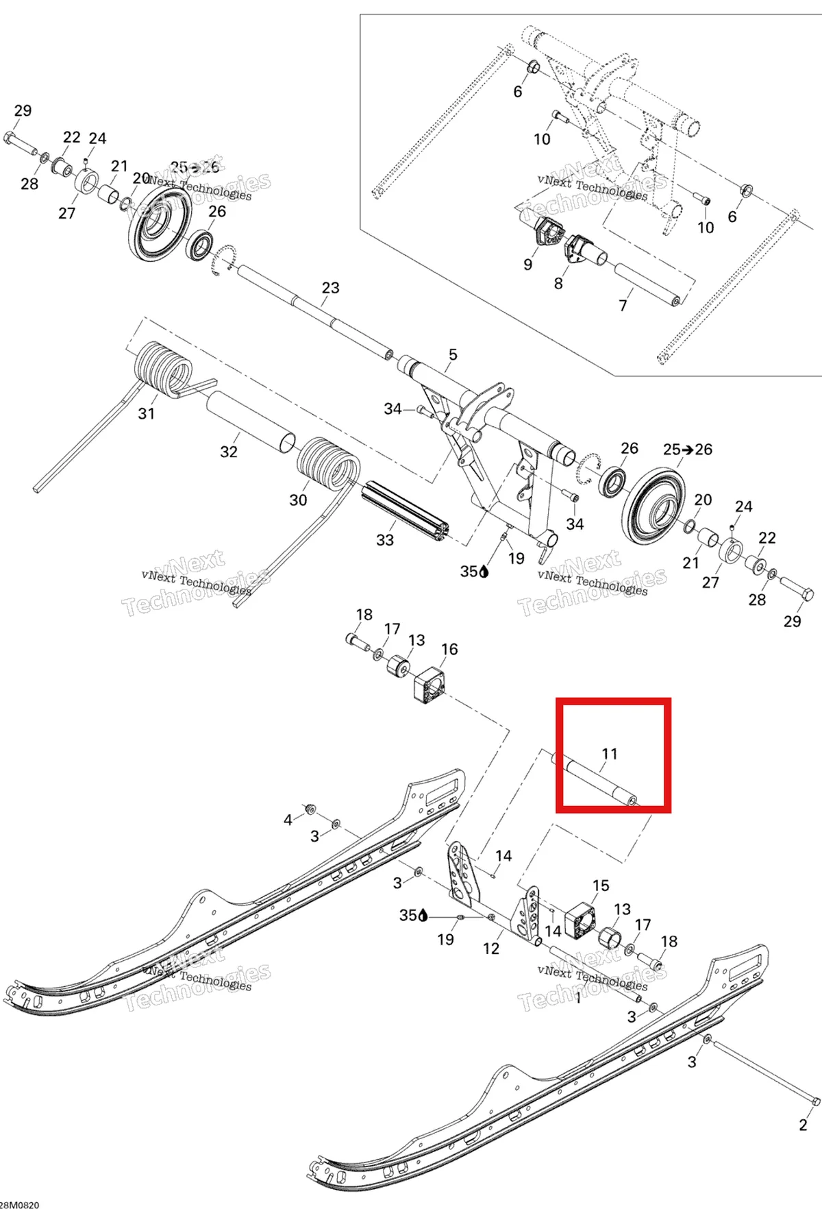 Деталь 503190725 на схеме узла 2008 Ski-Doo MX Z 600RS Rear Arm