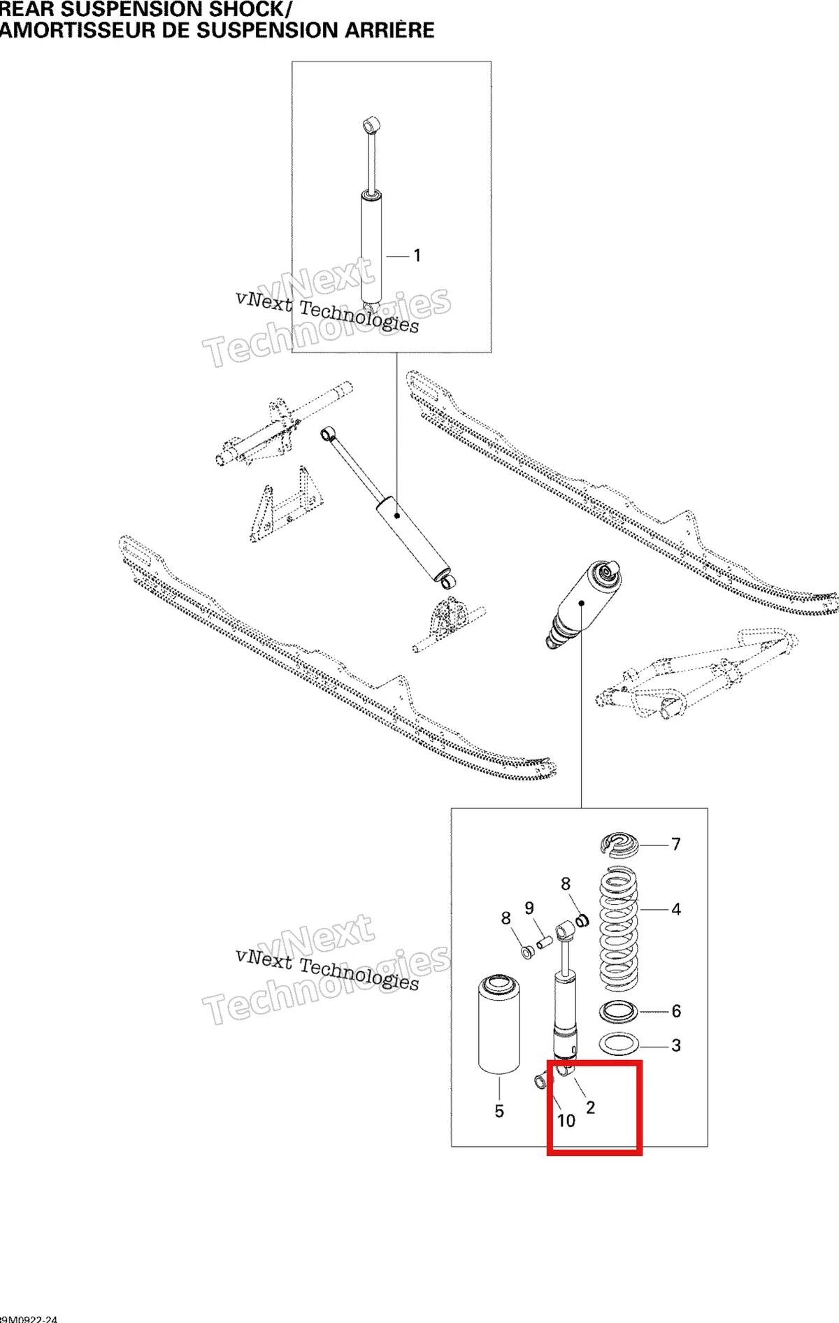 Деталь 503190746 на схеме узла 2009 Ski-Doo Skandic Tundra Rear Suspension Shocks