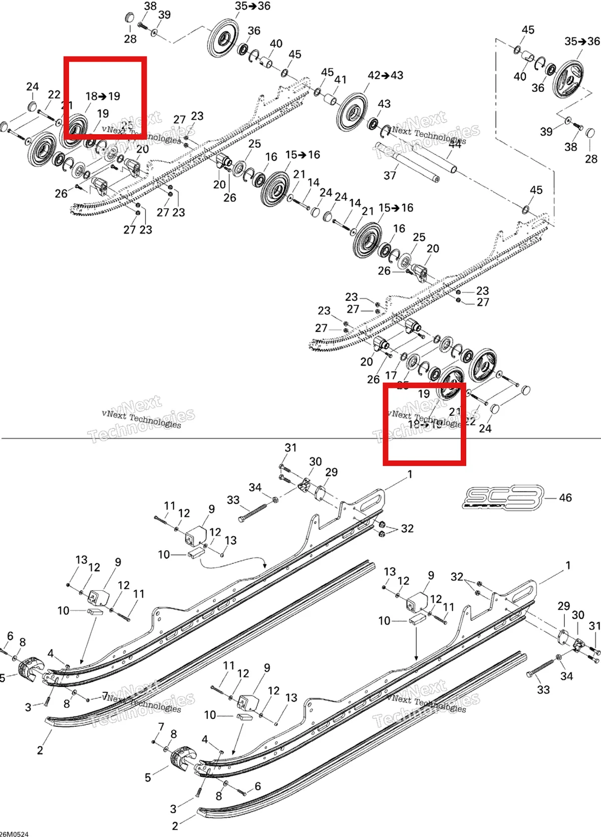 Деталь 503190785 на схеме узла 2005 Ski-Doo MX Z 600 HO Renegade Rear Suspension