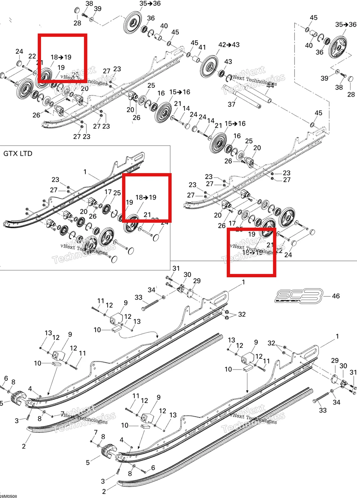 Деталь 503190788 на схеме узла 2005 Ski-Doo GTX 600 HO SDI Rear Suspension