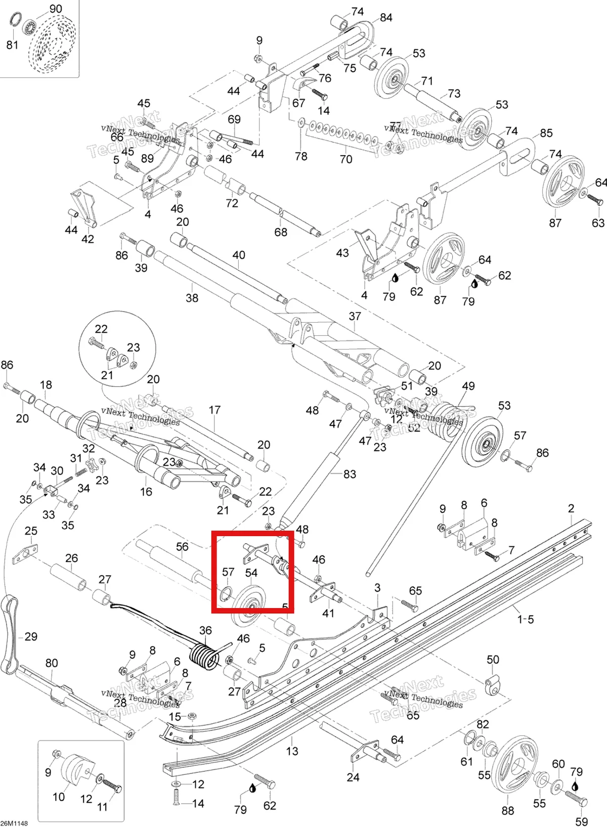 Деталь 503190798 (Деталь Wheel Black 139mm) на схеме узла 2011 Ski-Doo Skandic WT 550F YetiII Rear Suspension