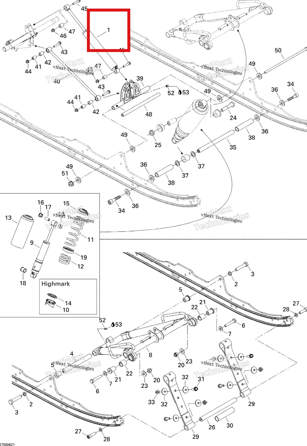 Деталь 503190990 на схеме узла 2006 Ski-Doo Summit 1000 SDI, Highmark & Highmark X Front Arm