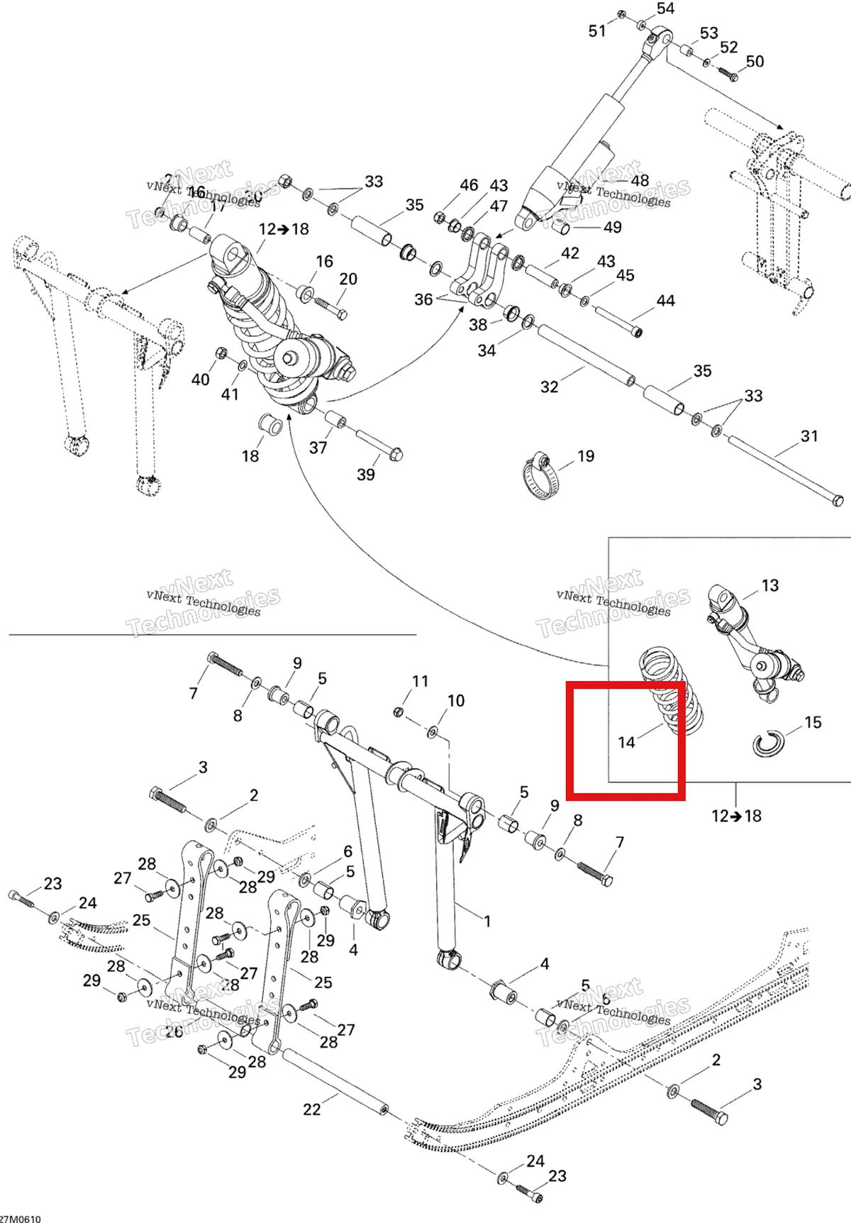 Деталь 503191019 на схеме узла 2006 Ski-Doo MX Z 440 Racing Front Arm