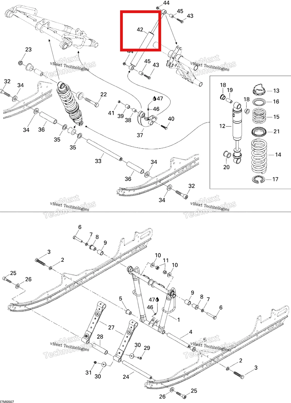 Деталь 503191021 на схеме узла 2005 Ski-Doo GSX 600 HO SDI Front Arm