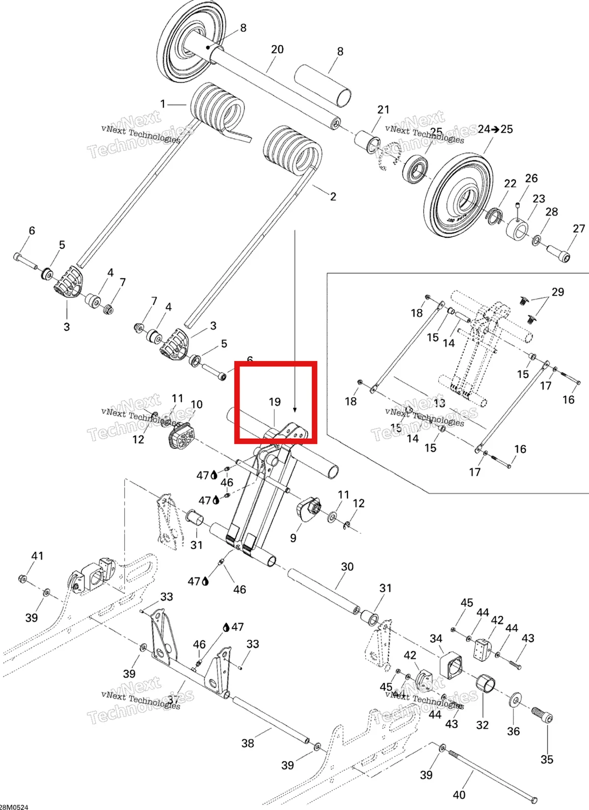 Деталь 503191068 на схеме узла 2005 Ski-Doo MX Z 600 HO Renegade Rear Arm