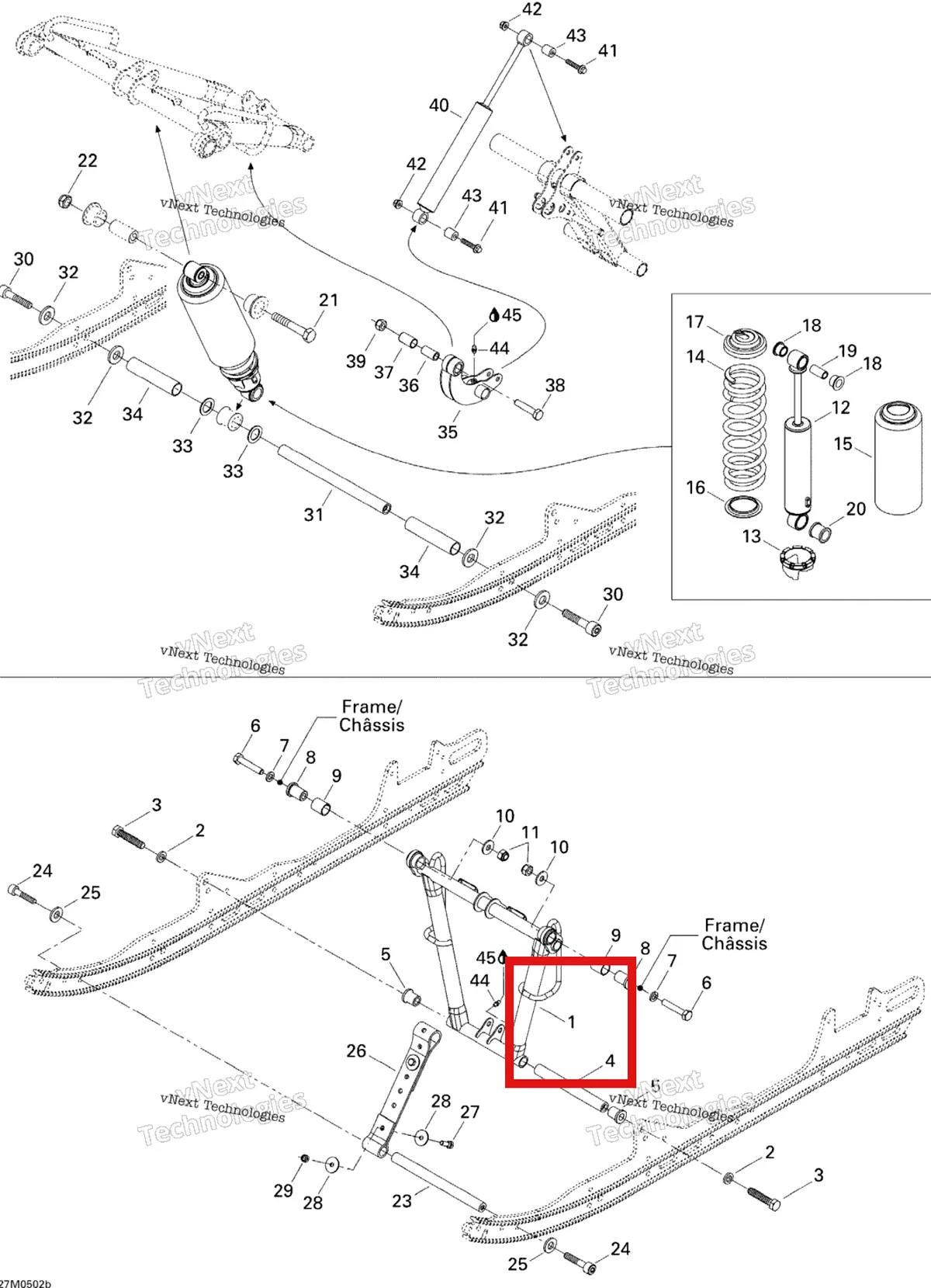 Деталь 503191071 на схеме узла 2005 Ski-Doo GSX 380F Front Arm Gsx