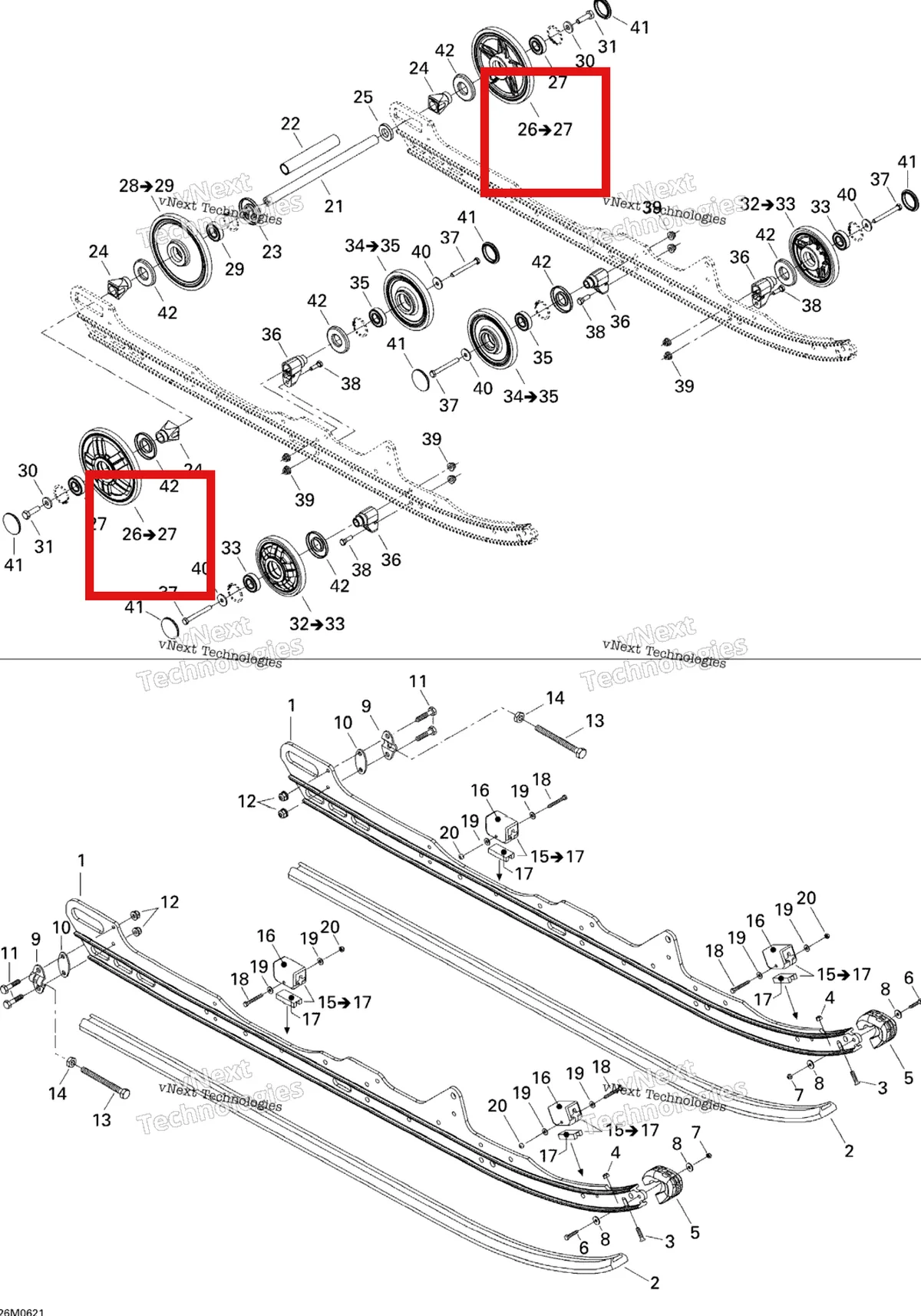 Деталь 503191103 на схеме узла 2006 Ski-Doo Summit 1000 SDI, Highmark & Highmark X Rear Suspension