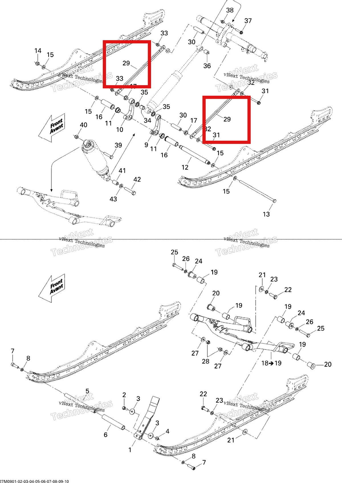 Деталь 503191159 на схеме узла 2009 Ski-Doo MX Z Trail Front Arm