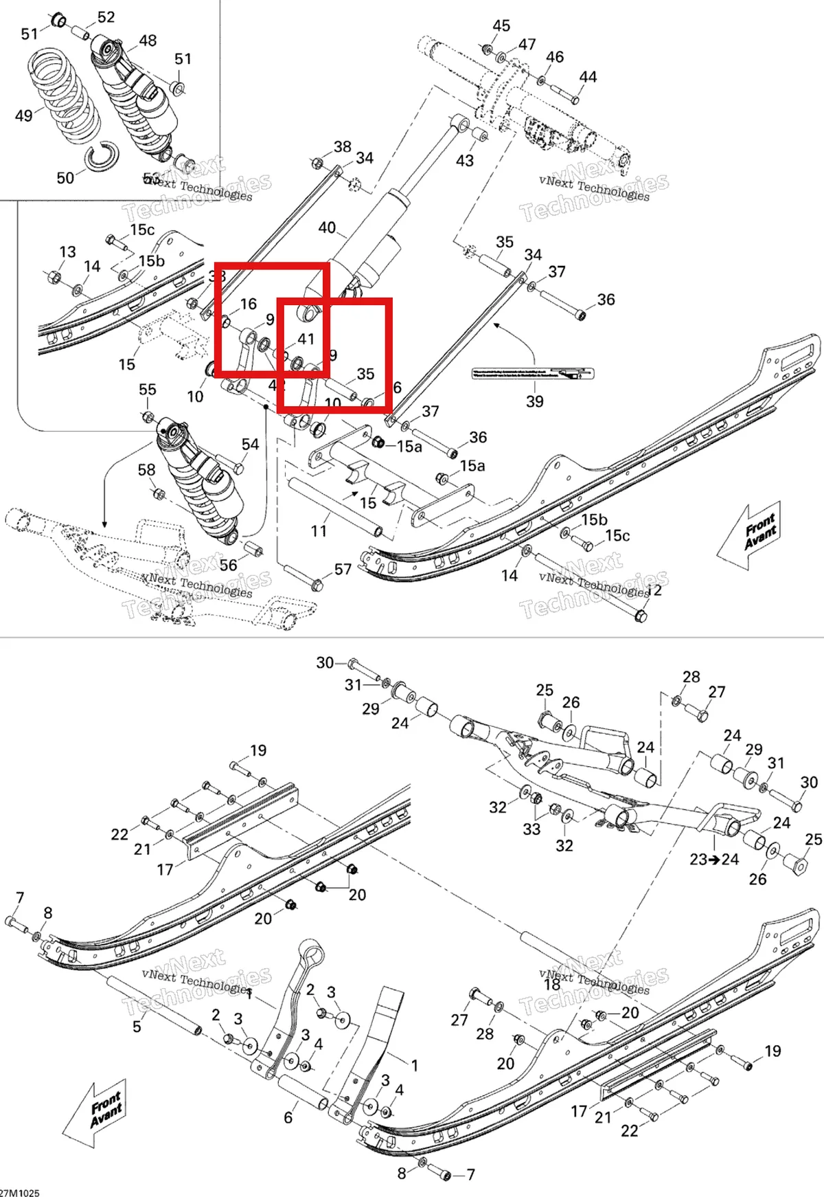 Деталь 503191161 на схеме узла 2010 Ski-Doo MX Z X 600RS Front Arm