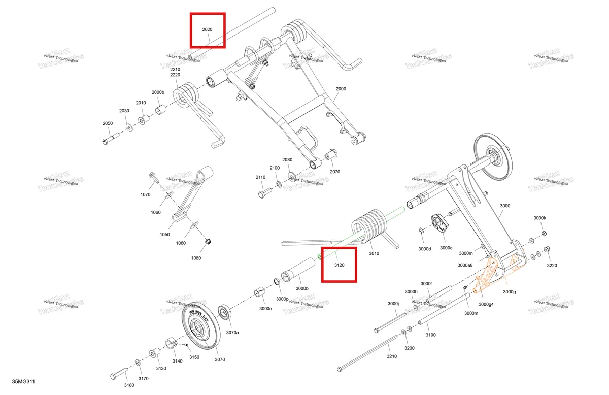 Деталь 503191215 (Верхний Вал) на схеме узла 2027 Ski-Doo MXZ - NEO + - 600 EFI - 55 - BPVA - Deep Black - 15X120X1.25RS Track Suspension - Rear - Upper Section