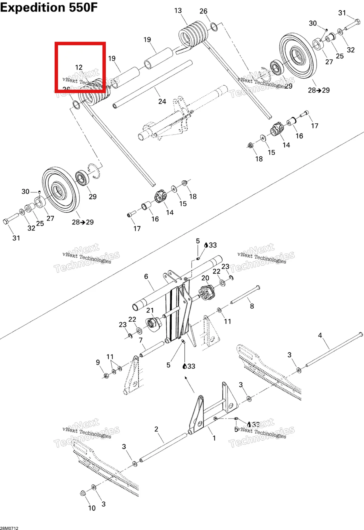 Деталь 503191251 (Деталь Paint Spring) на схеме узла 2007 Ski-Doo Expedition Sport 550F Rear Arm