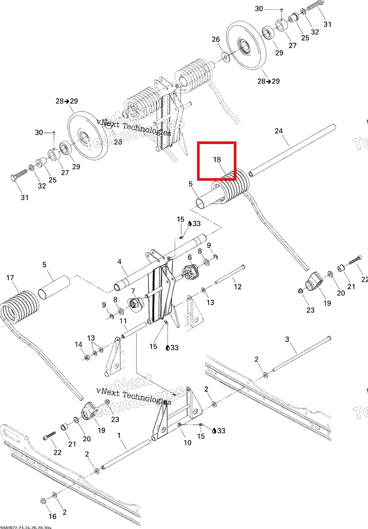Деталь 503191253 (Деталь Paint Spring Lh) на схеме узла 2009 Ski-Doo GTX Fan Rear Arm