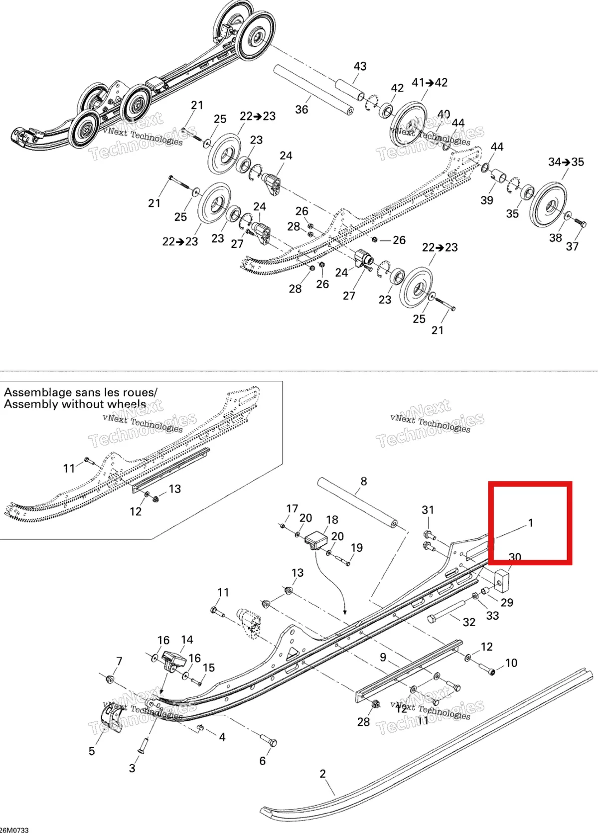 Деталь 503191256 на схеме узла 2007 Ski-Doo MX Z 440X Racing Rear Suspension