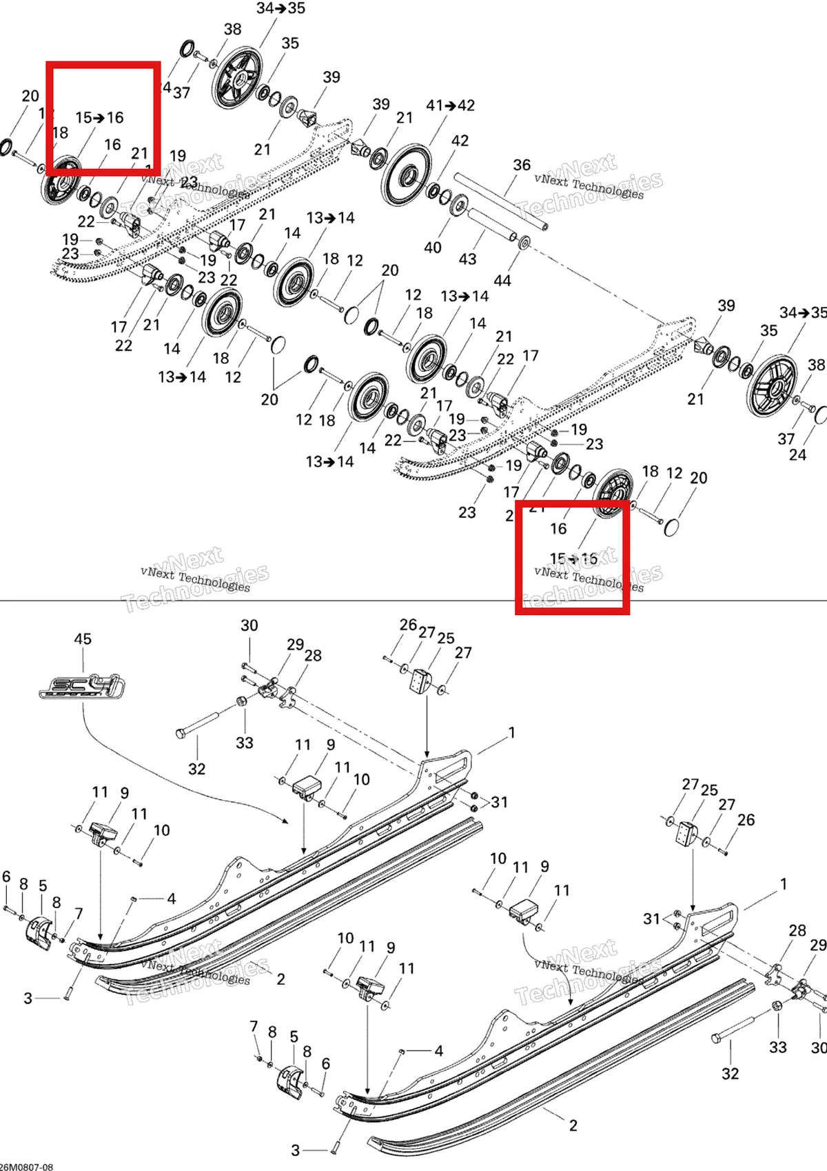 Деталь 503191317 на схеме узла 2008 Ski-Doo GTX LTD 600 HO SDI Rear Suspension
