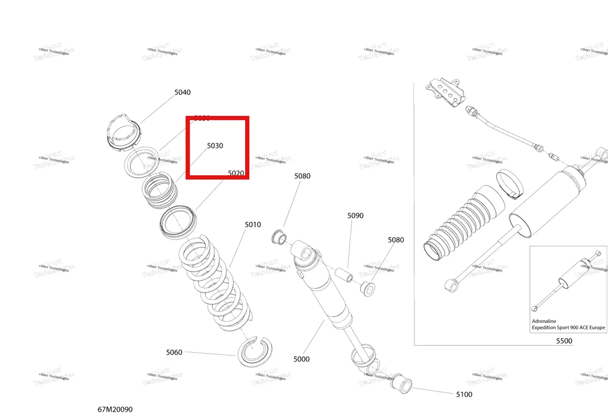 Деталь 503191343 на схеме узла 2020 Ski-Doo EXPEDITION SPORT 600 ACE Suspension, Rear - Shocks - Sport