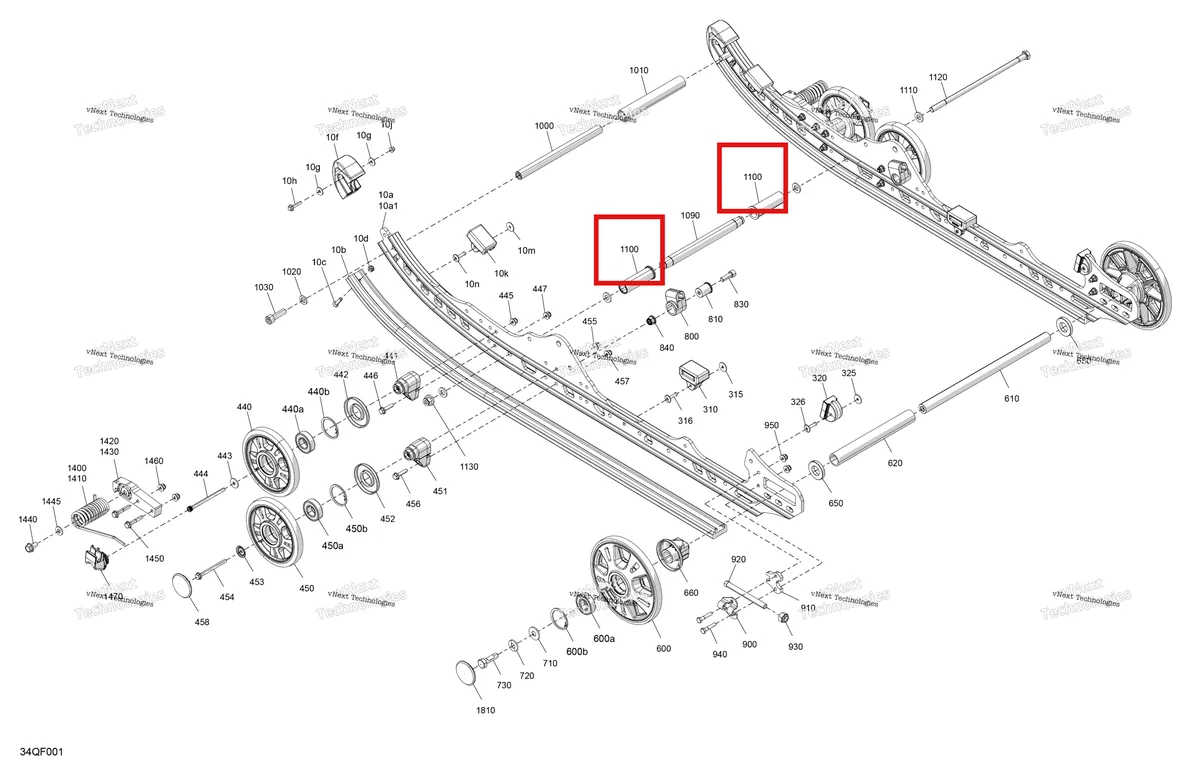 Деталь 503191351 на схеме узла 2026 Ski-Doo GRAND TOURING - SPORT - ESTA - Bright White - 14X120X0.75LFF Track Suspension - Rear - Lower Section