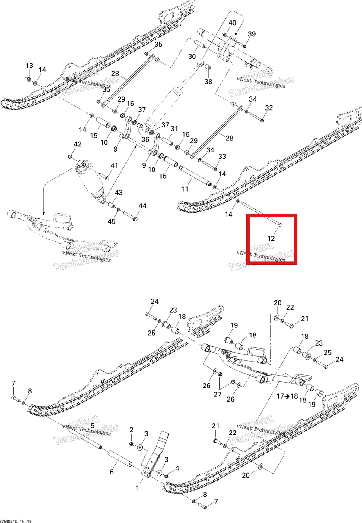 Деталь 503191352 на схеме узла 2009 Ski-Doo MX Z Renegade X 1200 4-TEC Front Arm
