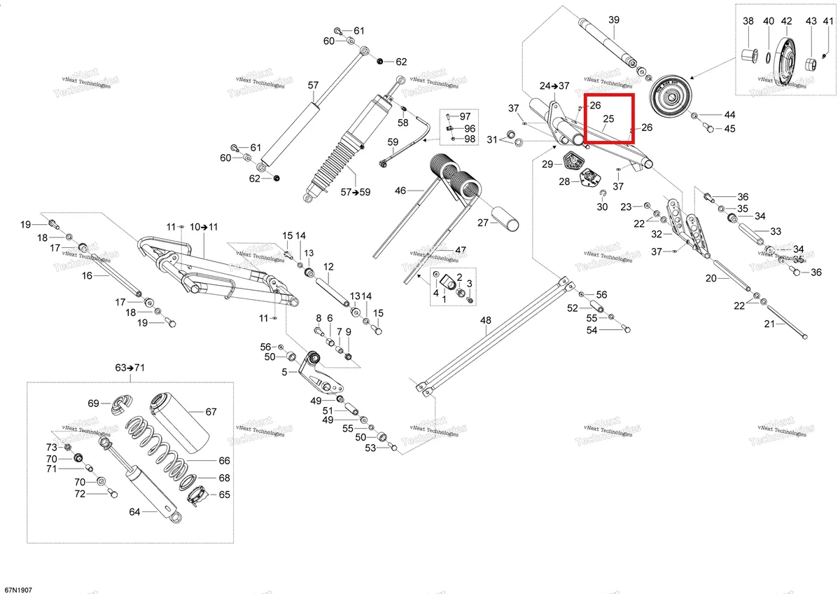 Деталь 503191398 на схеме узла 2019 Ski-Doo EXPEDITION LE-SE 600HO E-TEC Rear Suspension - Upper Section - Le