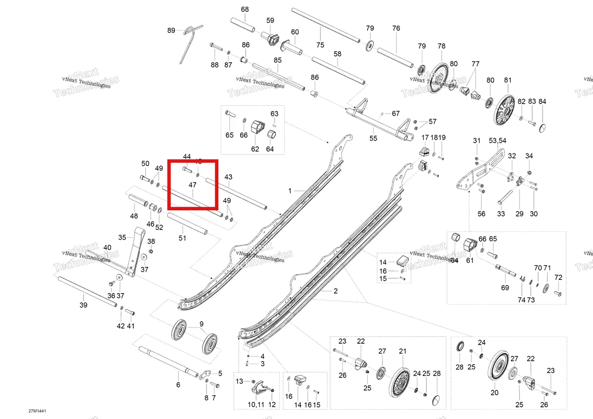 Деталь 503191420 на схеме узла 2014 Ski-Doo EXPEDITION LE 1200 XU Rear Suspension A