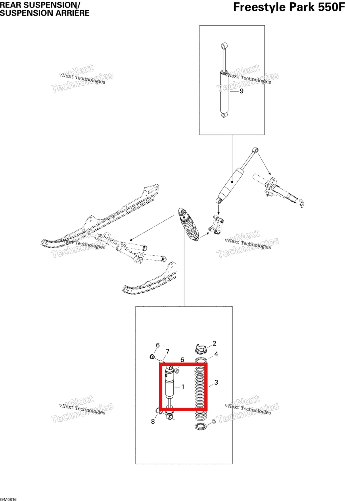Деталь 503191464 на схеме узла 2008 Ski-Doo Freestyle PARK 550F Rear Suspension Shocks