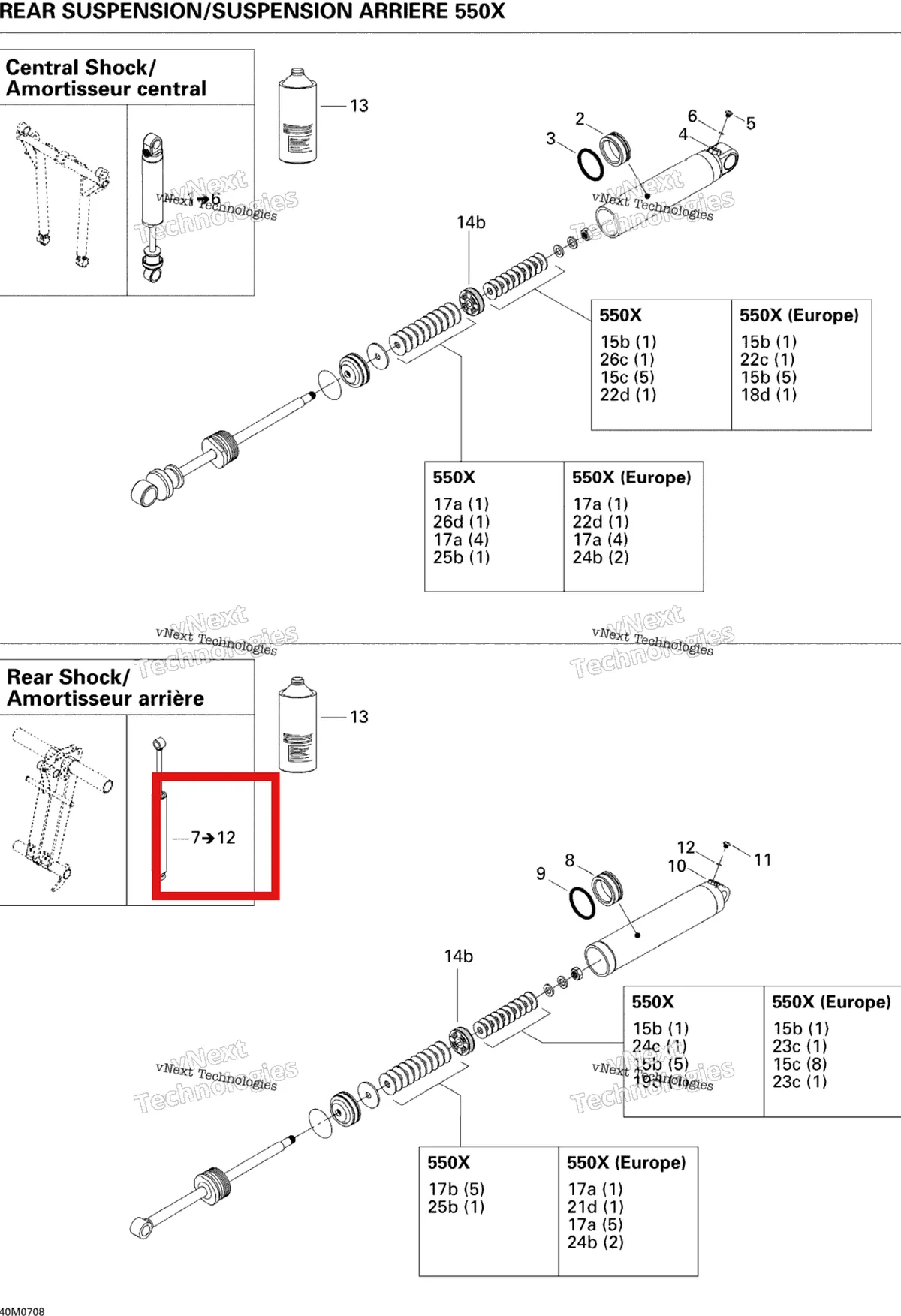 Деталь 503191465 на схеме узла 2007 Ski-Doo MX Z 550X Take Apart Shock, Rear 550X