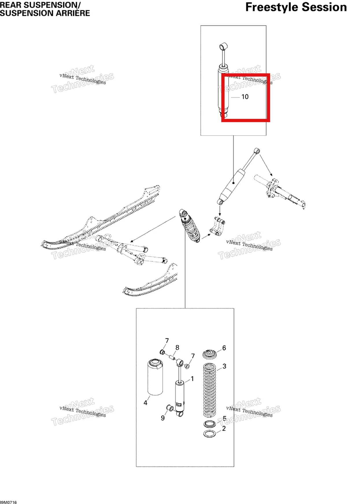 Деталь 503191486 на схеме узла 2007 Ski-Doo Freestyle Session 550F Rear Suspension Shocks 550F
