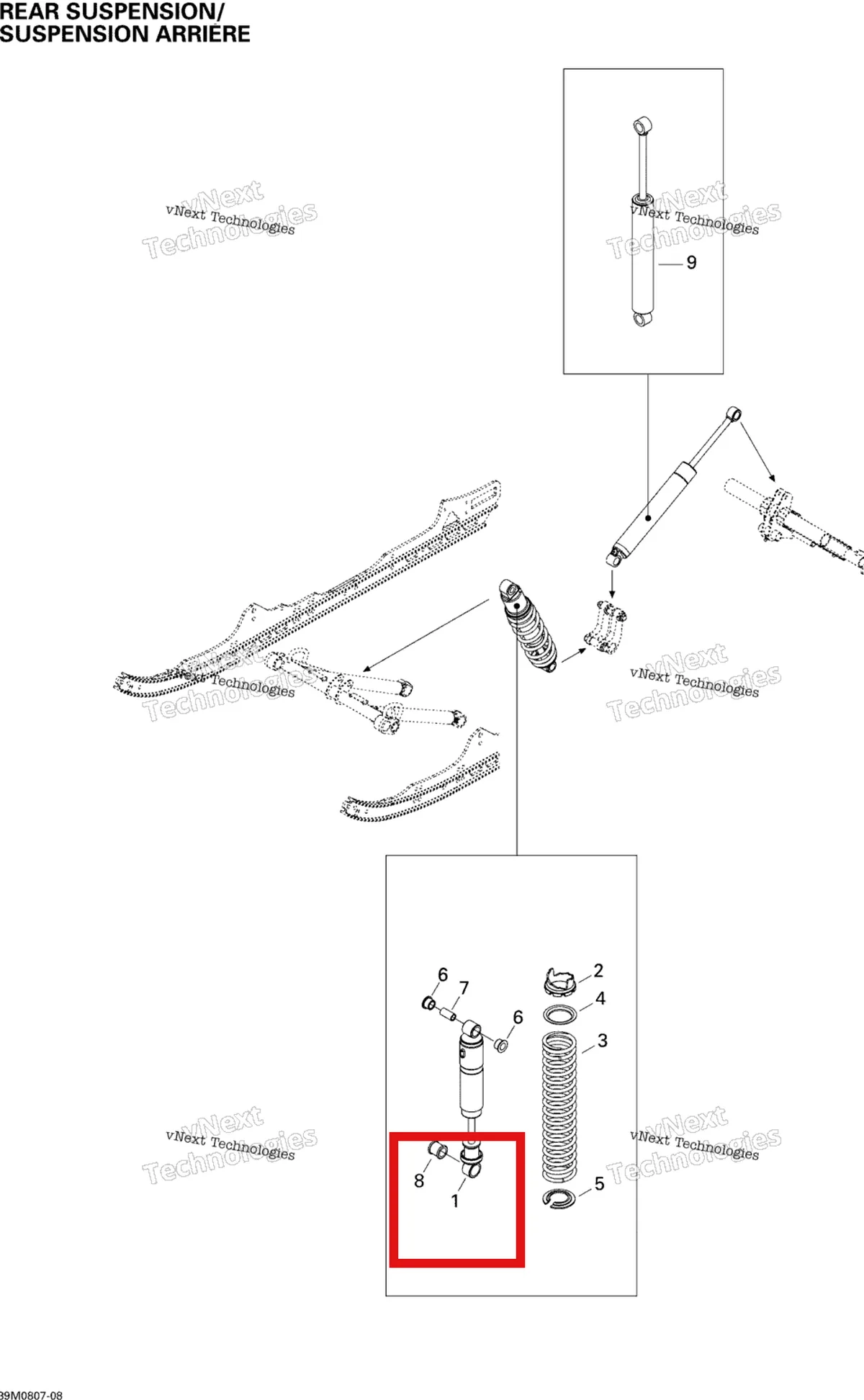 Деталь 503191524 на схеме узла 2008 Ski-Doo GTX LTD 600 HO SDI Rear Suspension Shocks Ltd