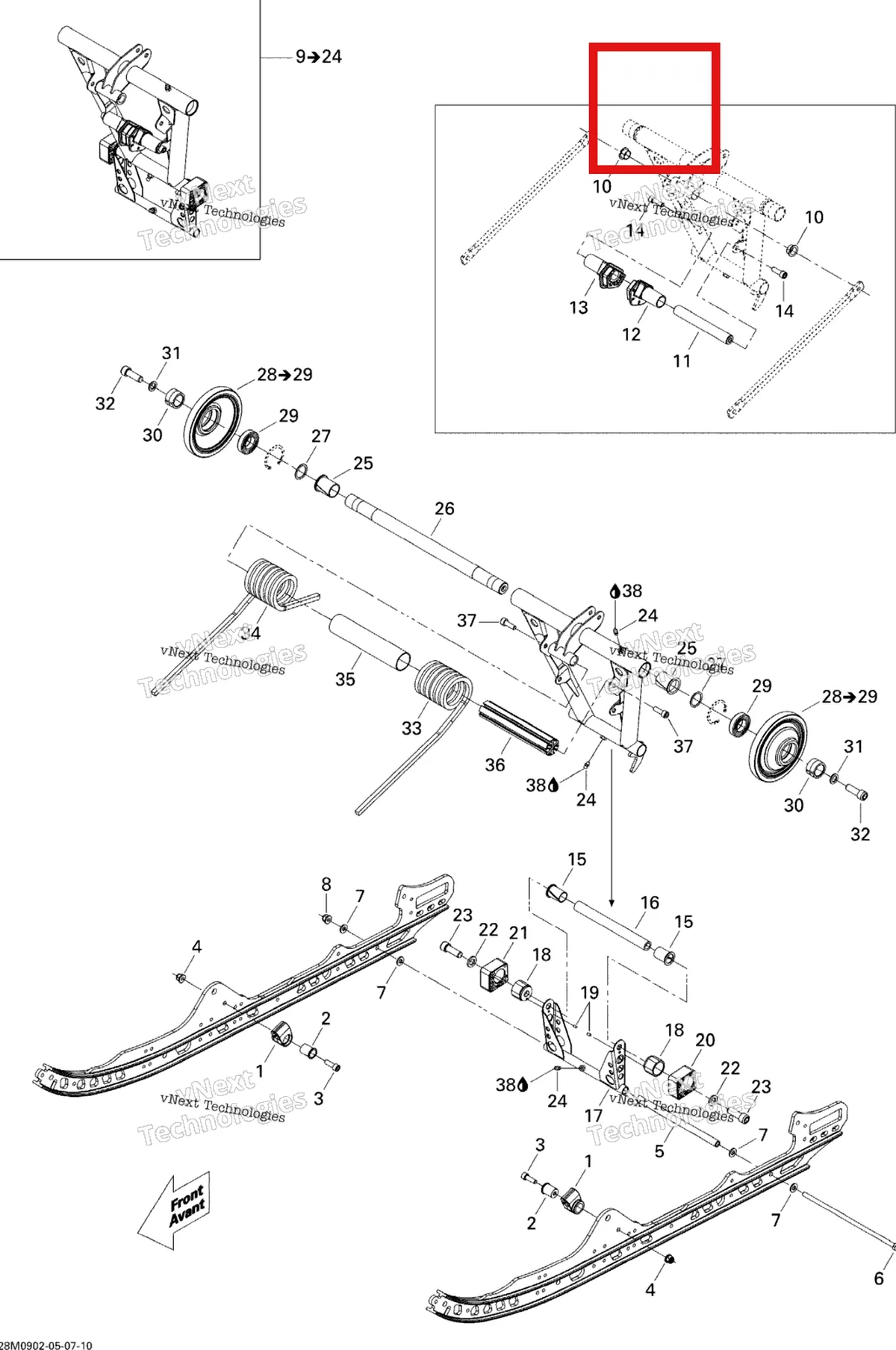 Деталь 503191528 на схеме узла 2009 Ski-Doo MX Z Adrenaline 600 H.O. E-TEC Rear Arm