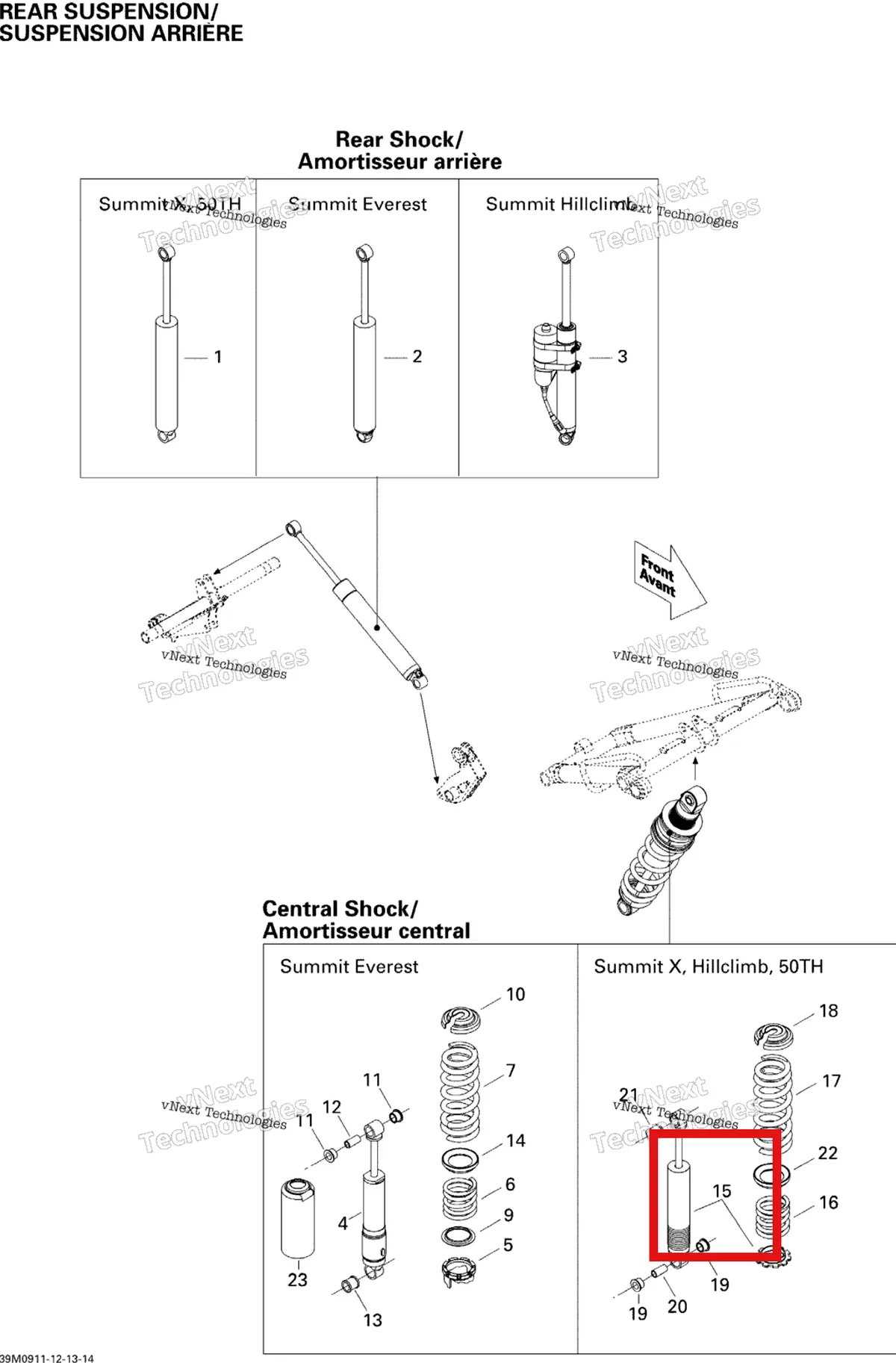 Деталь 503191532 на схеме узла 2009 Ski-Doo Summit 50TH Anniversary Rear Suspension Shocks