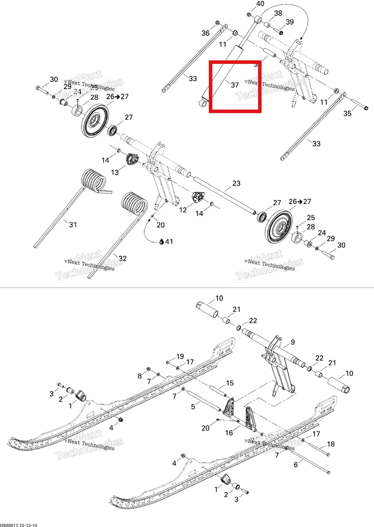 Деталь 503191534 на схеме узла 2009 Ski-Doo Summit 50TH Anniversary Rear Arm