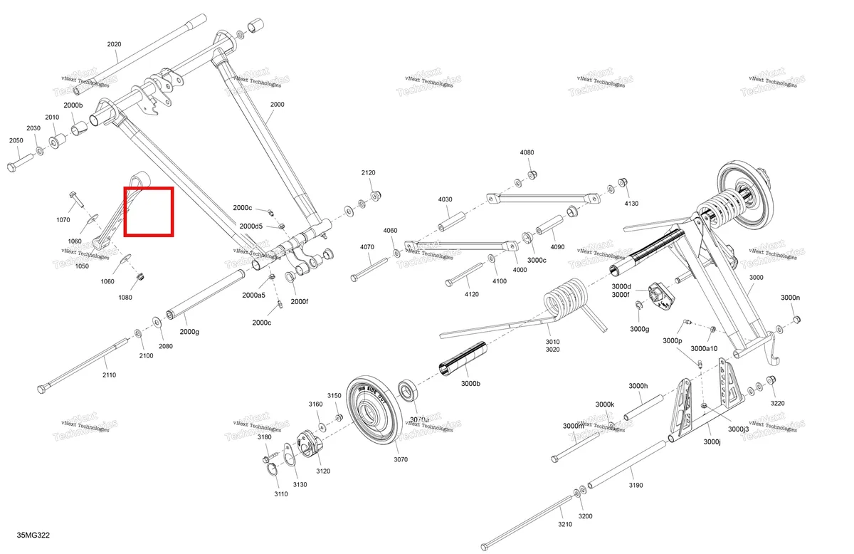 Деталь 503191556 (Деталь Extended Bushing) на схеме узла 2027 Ski-Doo BACKCOUNTRY - SPORT - 600 EFI - UBVA - Neo Yellow - 16X146X2.0P Track Suspension - Rear - Upper Section