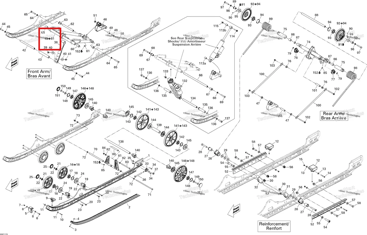 Деталь 503191580 на схеме узла 2011 Ski-Doo Summit FREERIDE 800R E-TEC Rear Suspension