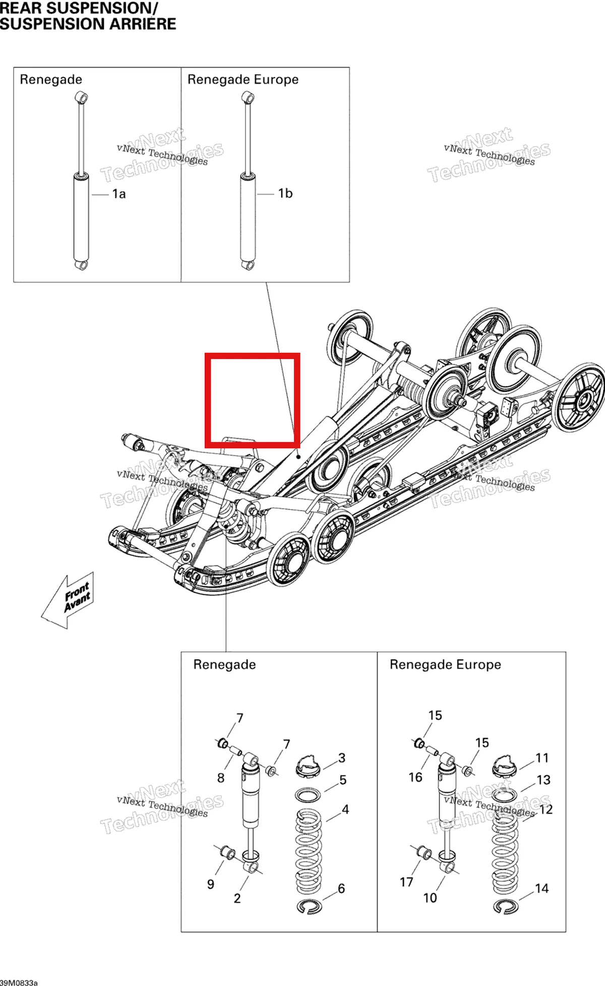 Деталь 503191584 на схеме узла 2008 Ski-Doo MX Z RENEGADE 600 HO SDI Rear Suspension Shocks Renegade