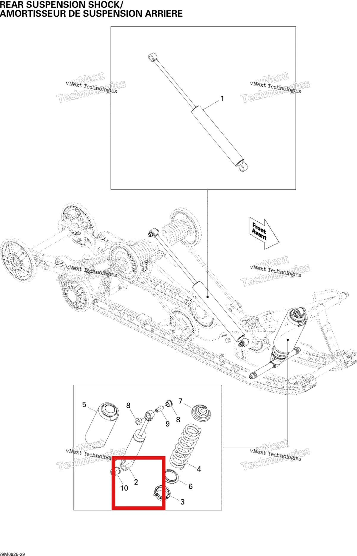 Деталь 503191592 на схеме узла 2009 Ski-Doo Skandic Tundra LT 550F Rear Suspension Shocks