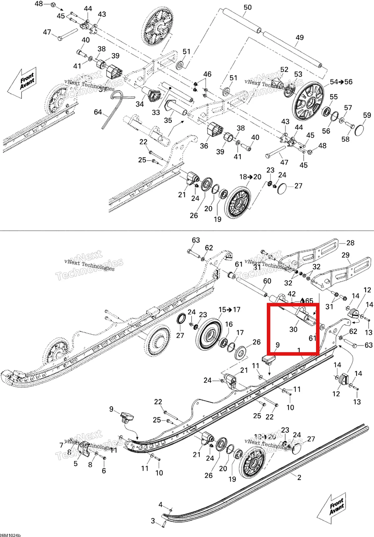 Деталь 503191598 на схеме узла 2010 Ski-Doo Skandic Tundra, STD, SPORT, LT Rear Suspension Lt