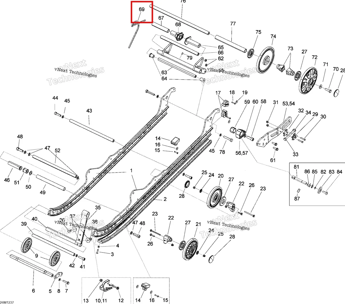 Деталь 503191603 на схеме узла 2012 Ski-Doo Expedition LE 600HOETEC XU Rear Suspension
