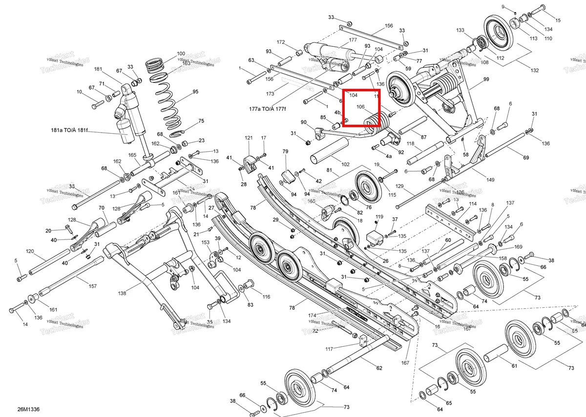 Деталь 503191614 на схеме узла 2013 Ski-Doo MXZ X 600RS XP Rear Suspension